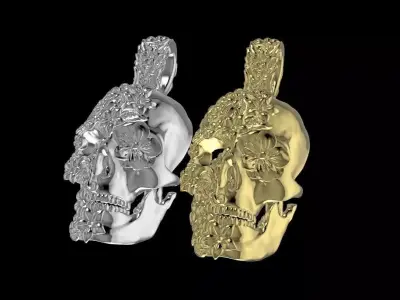 Floral Skull Pendant 3D print model