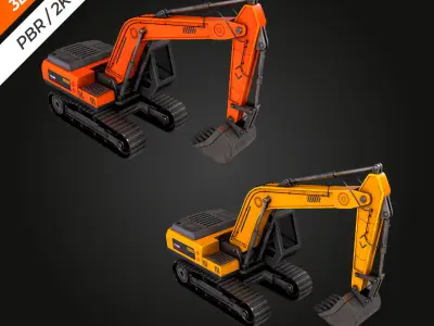 Excavator Low-poly 3D model
