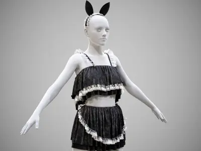 Cute uniform in 4 color -low poly- vol-05 Low-poly 3D model