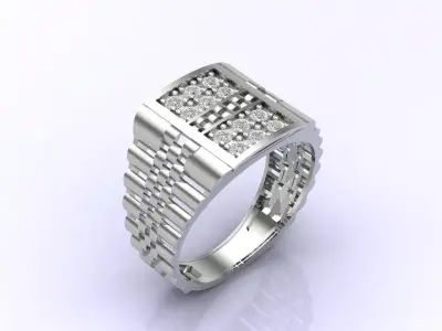 Print Ready STL 3DM  Gents Rings Diamond Men Ring  3D print model 117