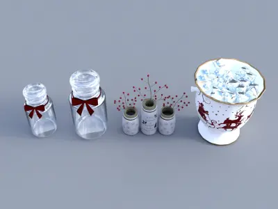 Christmas Jar Ice Bucket Low-poly 3D model