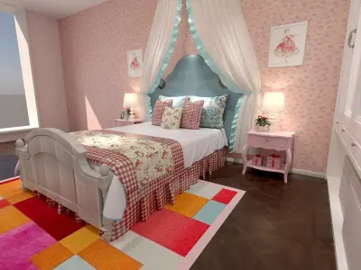European children room for girls 3D model