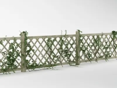 Fence 01 with ivy 3D model