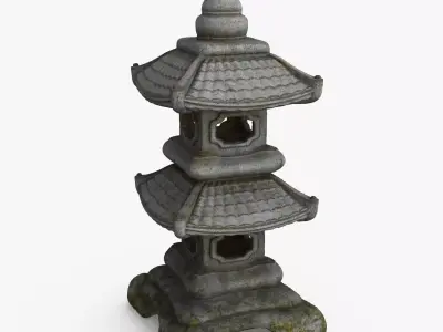 Pagoda Lantern Garden Statue Low-poly 3D model