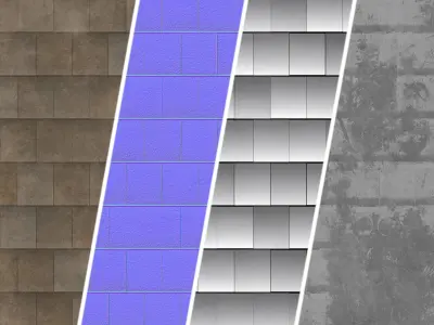 Roof Tile Materials 106- Concrete Roofing - Sbsar Seamless Pbr  Texture