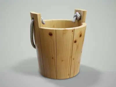 Small Wooden Bucket Free low-poly 3D model