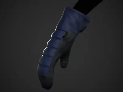 Blue And Black Snowboard Gloves  Low-poly 3D model
