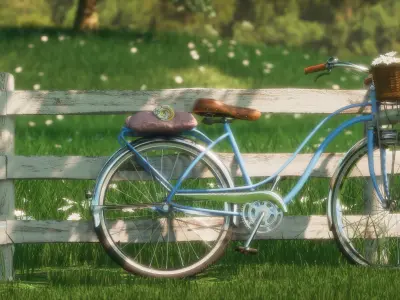 Vintage Old Bicycle - Womens - Realistic Low-poly 3D model