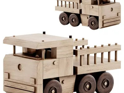 Wooden car Low-poly 3D model get