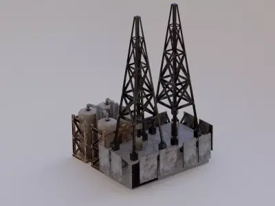 oil rig Low-poly 3D model