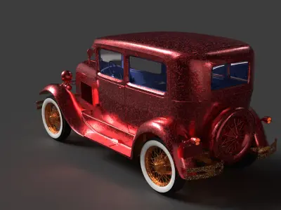 Chinese red classic car  Low-poly 3D model