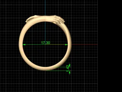 Hands ring  printable gold jewelry printable 3D model 3D print model