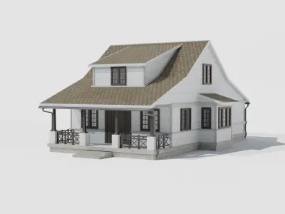 Game Ready model of an American House Low-poly 3D model
