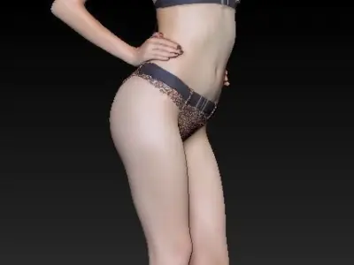 Pretty woman in swimsuit 02 Low-poly 3D model