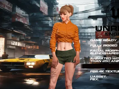 Casual girl full rigged - game ready - animated  Low-poly 3D model