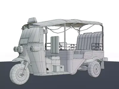 Tuk Tuk Taxi - Game Ready Asian Taxi Low-poly 3D model