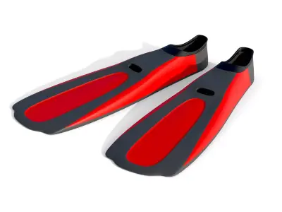 Dive Flippers Red Low-poly 3D model