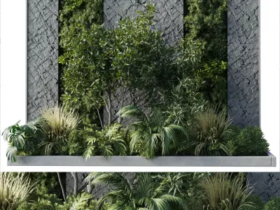 Vertical Wall Garden With concrete frame 50 Low-poly 3D model