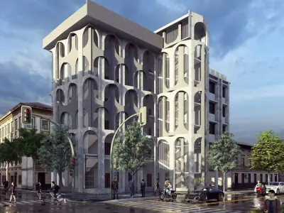 Classic stone facade-Building Classic Facade Element 3D model buy