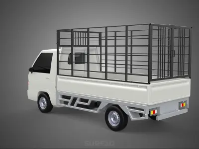 FARM CATTLE PICKUP CAR FLATDECK DELICA L300 TRUCK CAGE CARGO BED 3D model