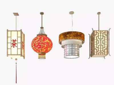 Chinese Hanging Lantern Collection 3D model