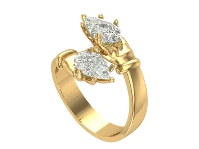 hand Pear Diamound Ring 3D print model