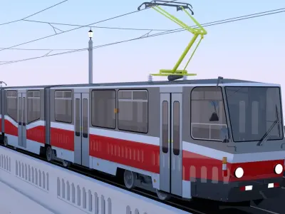 Bridge with KT8D5 tram 3D model