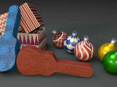 Gift boxes and Christmas balls Free 3D model
