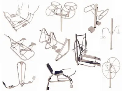 Realistic Outdoor Gym set-Outdoor Fitness Collection 3D model