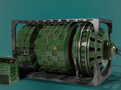 Generator metal cage with wires Low-poly 3D model