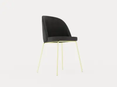 Felipe Dining Chair Velvet Gray Brass Low-poly 3D model