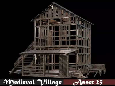 Medieval Village Asset 25- 4K Textures Game Ready Low-poly 3D model