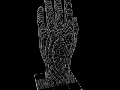 Figurine in the form of a hand made of metal plates 3D model