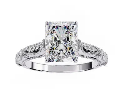 Antique Radiant Filigree diamond Ring 3D print model