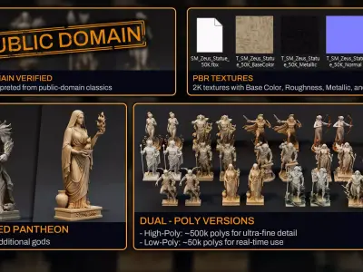Ultimate Olympian God Statue Pack  Low-poly 3D model