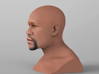 Floyd Mayweather bust ready for full color 3D printing 3D print model