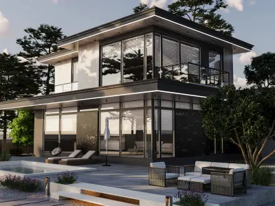 dark villa design  3D model