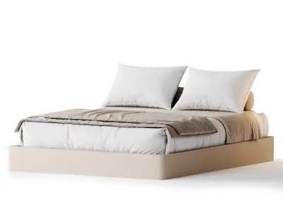 Grey Platform Bed 3D model