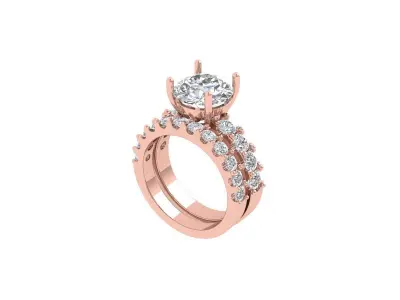 Solitair Ring Bridal Set 3D print model 13