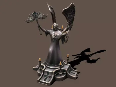 Statue preacher Low-poly 3D model