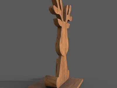 Christmas decor Wooden deer Low-poly 3D model