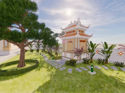 Temple general PhanNhac Free 3D model