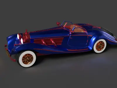 Chinese blue classic car   3D model