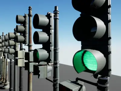 Traffic Lights 14 Pack - USA Washington DC Mall Capitol  3D model