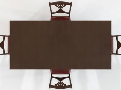 Wooden Dining Table Set 3D model