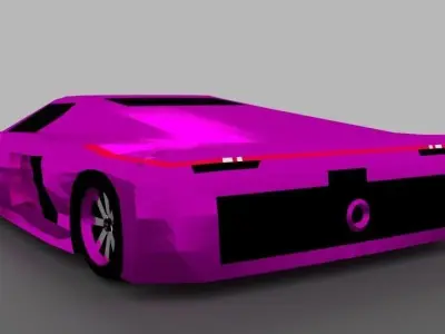 Supercar J1 Purple Low-poly 3D model