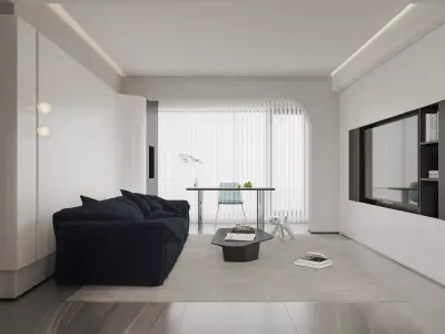 Modern living room dining room interior scenes 496 3D model