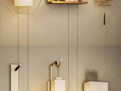 Chinese metal lamp style combination 3D model