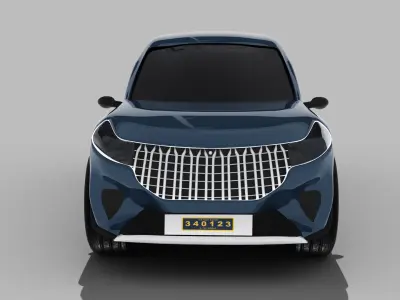 Realistic SUV Electric Car Rigged and Textured Low Poly Low-poly 3D model