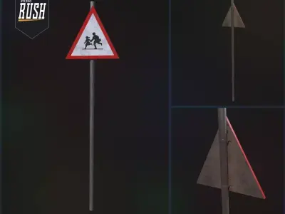 School Traffic Sign  Free low-poly 3D model